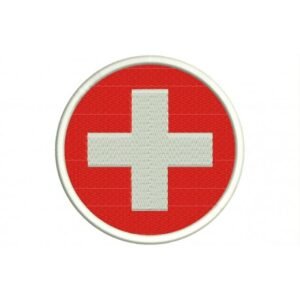 Switzerland round woven flag